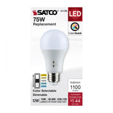 Satco 12w A19 LED Medium Base 120v CCT Selectable White Finish Bulb_1