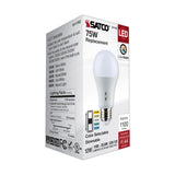 Satco 12w A19 LED Medium Base 120v CCT Selectable White Finish Bulb_4