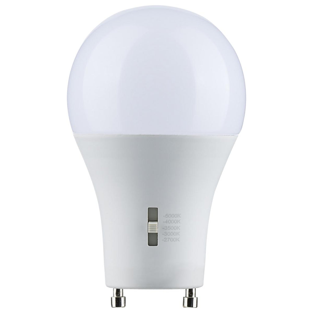 Satco 8.8w A19 LED Bi Pin GU24 Base 120v CCT Selectable White Finish Bulb