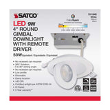 9w CCT Tunable LED Direct Wire Downlight 4-in Round Remote Driver White_3