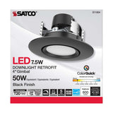 7.5w LED Direct Wire Downlight 120v CCT Tunable Black Finish - BulbAmerica