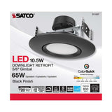 10.5w LED Direct Wire Downlight 120v CCT Tunable Black Finish - BulbAmerica