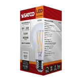 Satco 8w LED A19 3000K-2000K Warm Dimming Medium Base Clear Finish Bulb - BulbAmerica