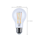 Satco 8w LED A19 3000K-2000K Warm Dimming Medium Base Clear Finish Bulb_2