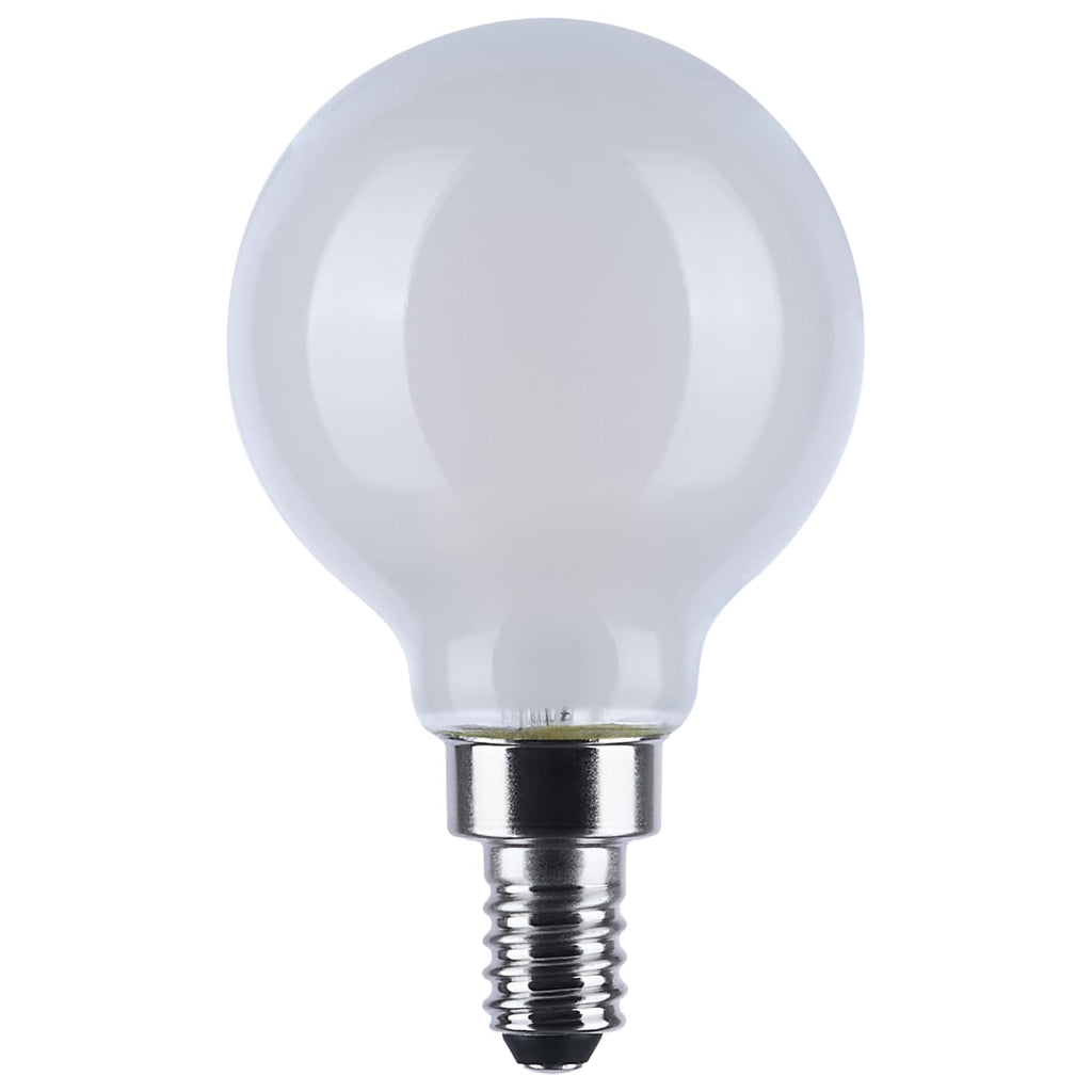 Satco 4.5w LED G16.5 3000K-2000K Warm Dimming Candelabra Base White Finish Bulb