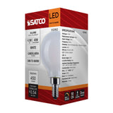 Satco 4.5w LED G16.5 3000K-2000K Warm Dimming Candelabra Base White Finish Bulb - BulbAmerica