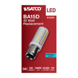 Satco 5w T6 LED 120v DC Base 5000k Clear Finish Bulb - BulbAmerica
