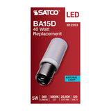 Satco 5w T6 LED 120v DC Base 5000k Frosted Finish Bulb - BulbAmerica