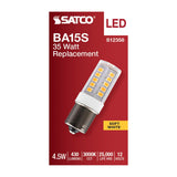 Satco 4.5w T6 LED 12v BA15s Base 3000K Clear Finish Bulb - BulbAmerica