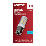 Satco 4.5w T6 LED 12v BA15s Base 5000K Clear Finish Bulb - BulbAmerica
