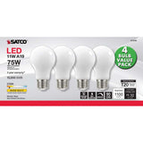 4Pk - 11W A19 LED Soft White Medium base 2700K 120v - 75W equiv - BulbAmerica
