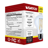 Satco 5w A19 LED Medium Base Clear 3500K CCT 120v Bulb - BulbAmerica