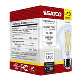 Satco 10.5w A19 LED Medium Base Clear 3500K CCT 120v Bulb - BulbAmerica