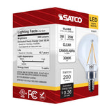Satco 3w G16.5 LED Candelabra Base Clear 3000K CCT 120v Bulb - BulbAmerica