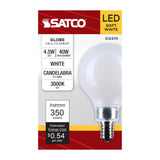 Satco 4.5w G16.5 LED Candelabra Base White Finish 3000K CCT 120v Bulb - BulbAmerica