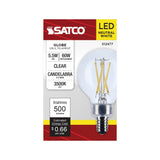 Satco 5.5w G16.5 LED Candelabra Base Clear 3500K CCT 120v Bulb - BulbAmerica