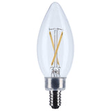 Satco 3w B11 LED Candelabra Base Clear 3000K CCT 120v Bulb