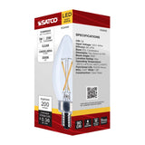 Satco 3w B11 LED Candelabra Base Clear 3000K CCT 120v Bulb_1