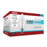 10Pk - Satco 5.5w B11 LED Candelabra Base Clear 5000K CCT 120v Bulb - BulbAmerica