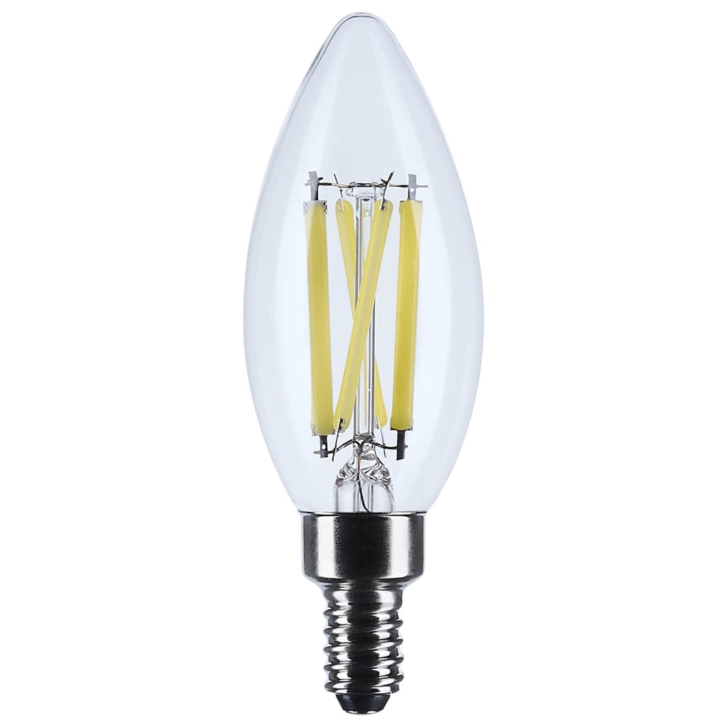 Satco 8w B11 LED Candelabra Base Candle-Tip Clear 3500K CCT 120v Bulb