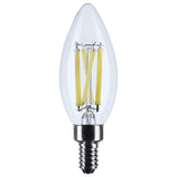 Satco 8w B11 LED Candelabra Base Candle-Tip Clear 3500K CCT 120v Bulb