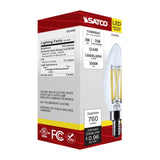 Satco 8w B11 LED Candelabra Base Candle-Tip Clear 3500K CCT 120v Bulb - BulbAmerica