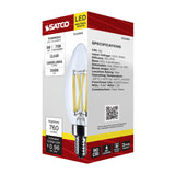 Satco 8w B11 LED Candelabra Base Candle-Tip Clear 3500K CCT 120v Bulb_1