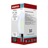 Satco 8w B11 LED Candelabra Base Candle-Tip Frost Finish 4000K CCT 120v Bulb_1