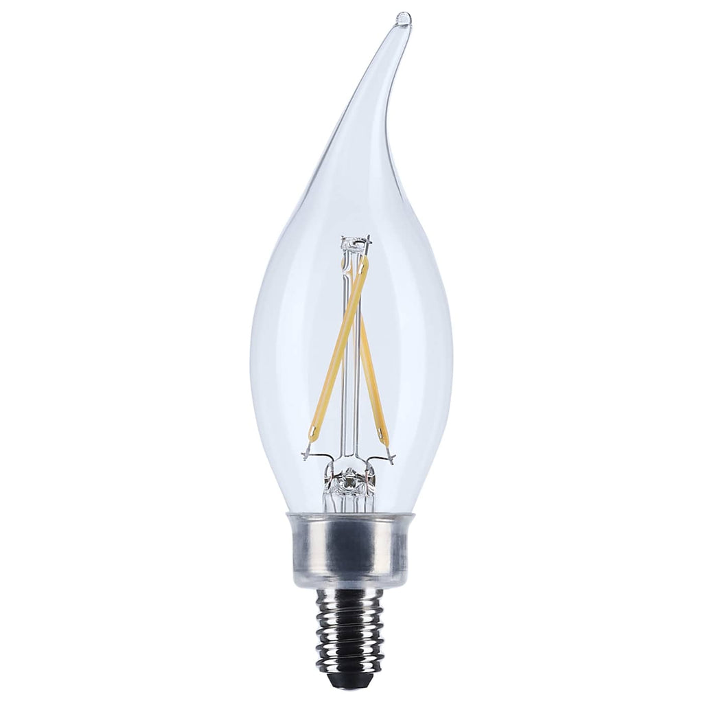 Satco 3w CA10 LED Candelabra Base Clear 3000K CCT 120v Bulb