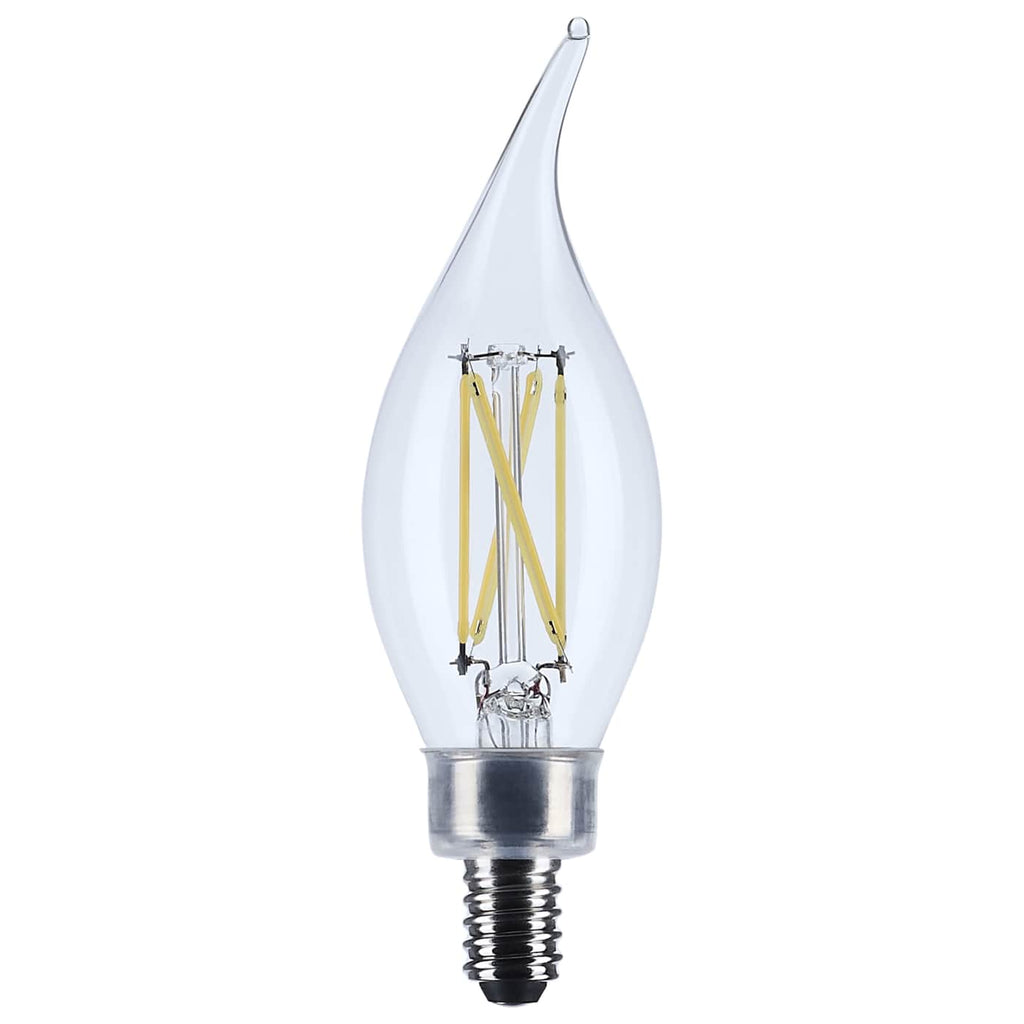 Satco 4w CA10 LED Candelabra Base Clear 3500K CCT 120v Bulb