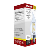 Satco 4w CA10 LED Candelabra Base Clear 3500K CCT 120v Bulb - BulbAmerica
