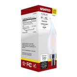 Satco 4w CA10 LED Candelabra Base Frost Finish 3500K CCT 120v Bulb - BulbAmerica