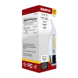 Satco 5.5w CA10 LED Medium Base Clear 3000K CCT 120v Bulb - BulbAmerica