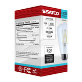 Satco 8w ST19 LED Medium Base Clear 5000K CCT 120v Bulb - BulbAmerica