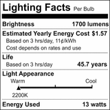 Satco 13.5w LED HID Replacement ED17 2200K E26 Base 120-277v Clear Finish Bulb_5
