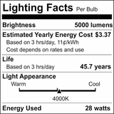 Satco 28w LED HID Replacement ED28 4000K EX39l Base 120-277v Clear Finish Bulb_6