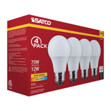 4Pk - Satco 12w LED A19 3000K CCT Selectable E26 Base 120v Bulb_1