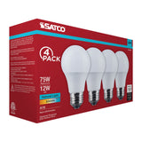 4Pk - Satco 12w LED A19 5000K CCT Selectable E26 Base 120v Bulb_1