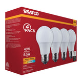 4Pk - Satco 6.5w LED A19 2700K CCT Selectable E26 Base 120v Bulb_1