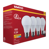 4Pk - Satco 6.5w LED A19 3000K CCT Selectable E26 Base 120v Bulb_1