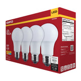 4Pk - Satco 9.8w LED A19 3000K CCT Selectable E26 Base 120v Bulb - BulbAmerica