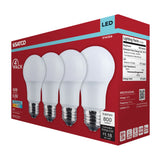 4Pk - Satco 9.8w LED A19 4000K CCT Selectable E26 Base 120v Bulb - BulbAmerica