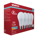 4Pk - Satco 13.5w LED A19 4000K CCT Selectable E26 Base 120v Bulb_1