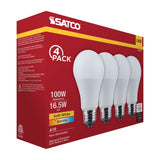 4Pk - Satco 16.5w LED A19 3000K CCT Selectable E26 Base 120v Bulb_1