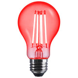 Satco 8w LED A19 Straight Filament Red Light Glass 120v Bulb