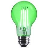 Satco 8w LED A19 Straight Filament Green Light Glass 120v Bulb