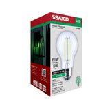 Satco 8w LED A19 Straight Filament Green Light Glass 120v Bulb - BulbAmerica