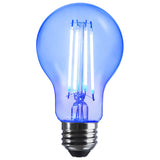 Satco 8w LED A19 Straight Filament Blue Light Glass 120v Bulb