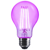 Satco 8w LED A19 Straight Filament Purple Light Glass 120v Bulb