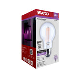 Satco 8w LED A19 Straight Filament Purple Light Glass 120v Bulb - BulbAmerica